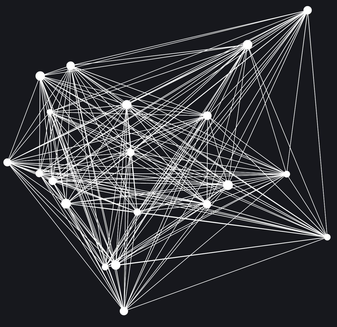 a web of white lines drawn between multiple white dots