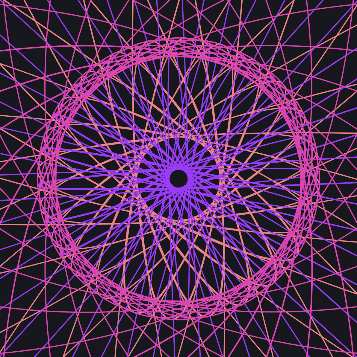 a lattice of colourful lines