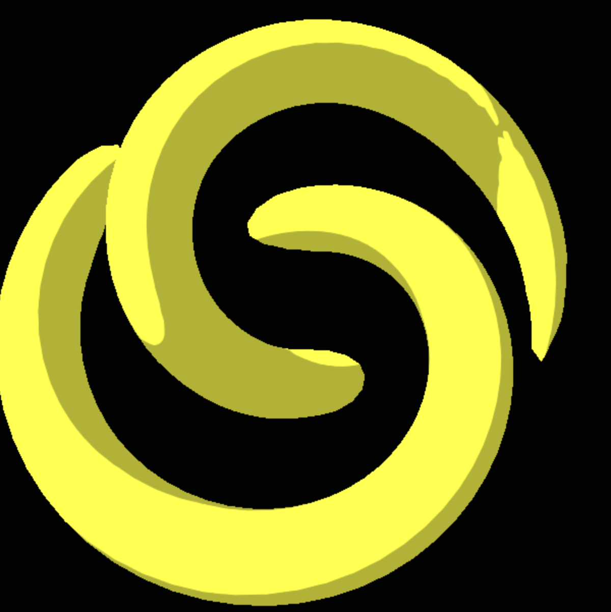 a yellow 3D shaped partially obscured by a black plane