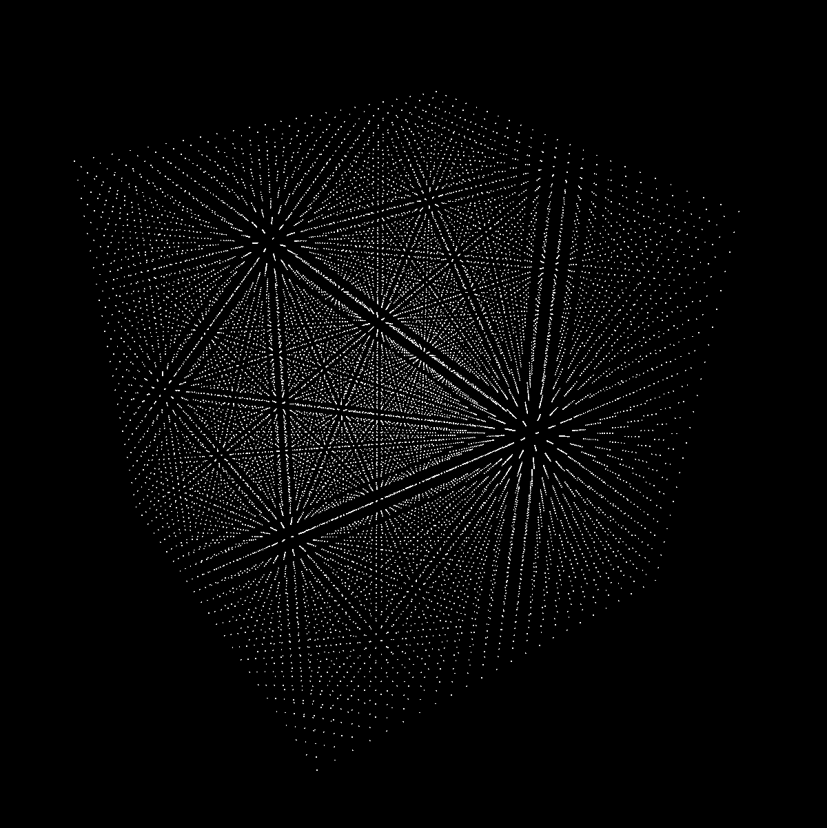 a 3d cube made of white dots on a black background